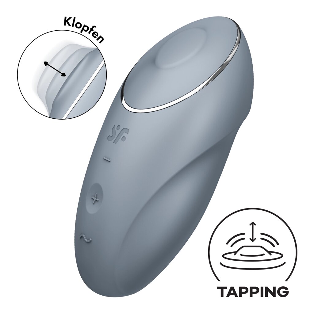 Клиторальный стимулятор с вибрацией Satisfyer Tap&Climax 1 серый от компании Оптовая компания "Sex Opt" - фото 1