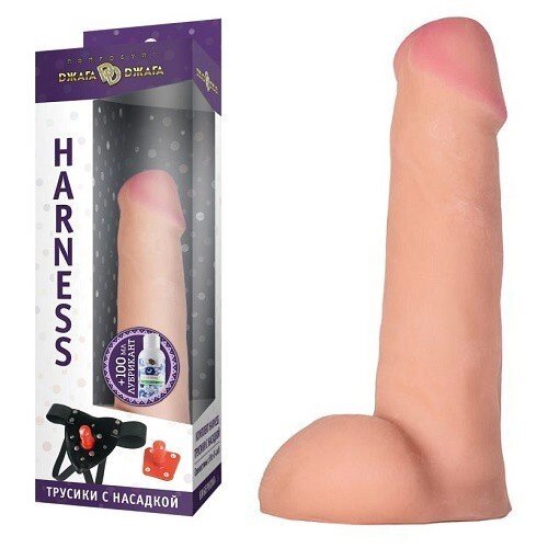 Комплект HARNESS трусики с насадкой Harness из киберкожи №52 и лубрикант 100 мл (17Х3.5 см) от компании Оптовая компания "Sex Opt" - фото 1