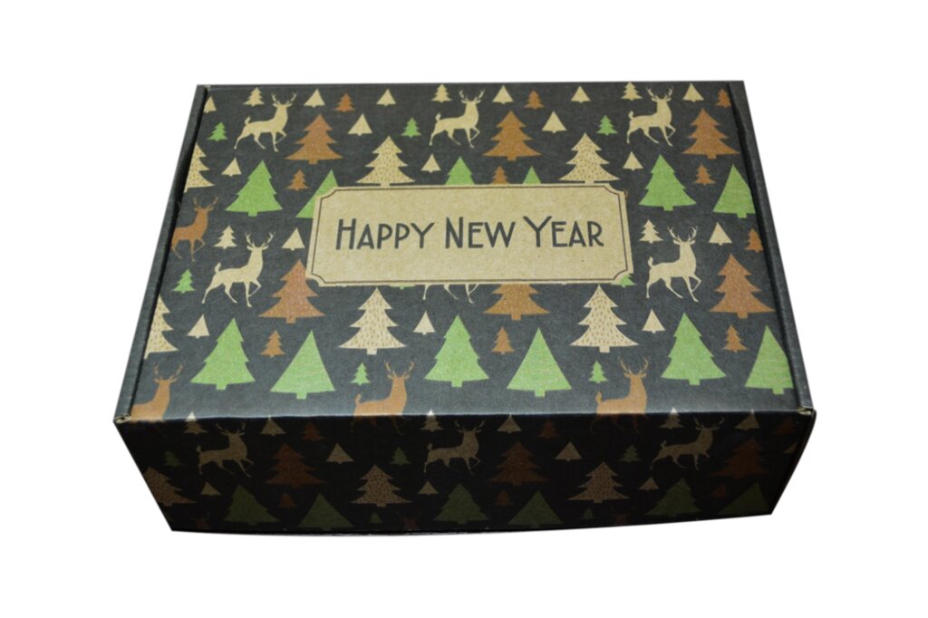 Коробка "Happy new year" черная (230*170*80) от компании Оптовая компания "Sex Opt" - фото 1
