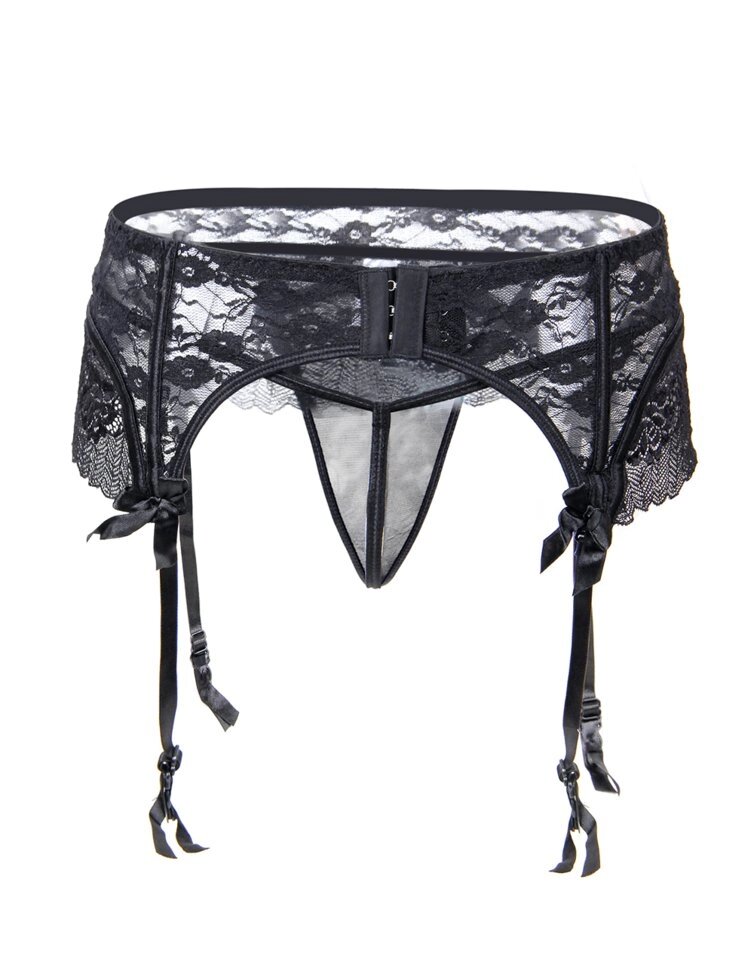Кружевной пояс для чулок Black Sexy Lace (M) от компании Оптовая компания "Sex Opt" - фото 1
