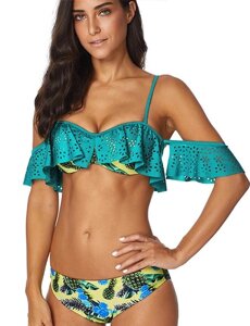 Купальник с воланами Pineapple Print Green (S, M, L, XL) M