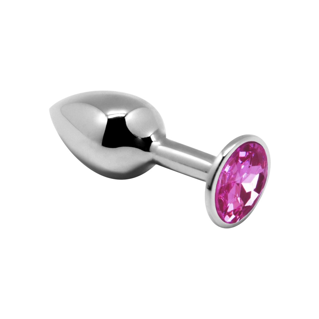 Маленькая металлическая анальная пробка с розовым кристаллом Anal Pleasure от Alive (M: 8*3,4 см.) от компании Оптовая компания "Sex Opt" - фото 1