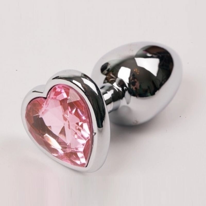 Металлический анальный плаг с кристаллом, розовый от компании Оптовая компания "Sex Opt" - фото 1