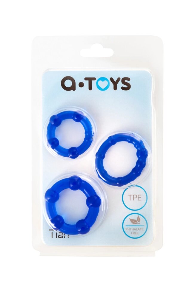 Набор колец TOYFA A-toys 3 шт. (синие) от компании Оптовая компания "Sex Opt" - фото 1