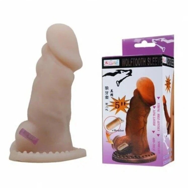 Насадка на пенис от Baile с вибрацией (светлый телесный) от компании Оптовая компания "Sex Opt" - фото 1