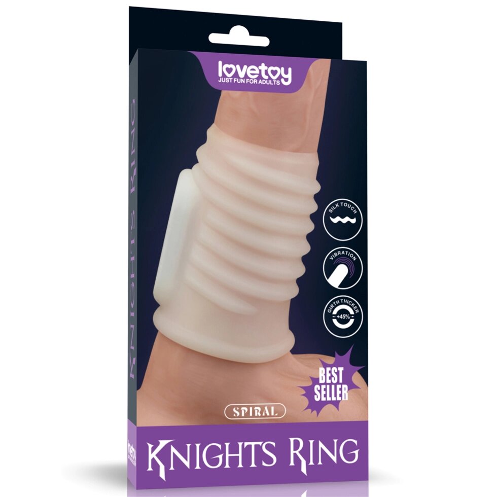 Насадка на пенис с вибрацией Spiral Knights Ring (10*3,6) от компании Оптовая компания "Sex Opt" - фото 1