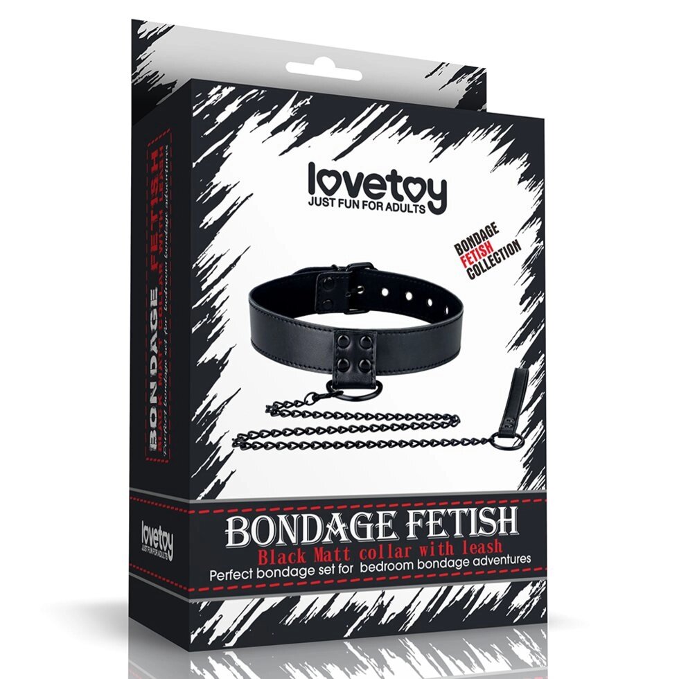 Ошейник с цепью Bondage Fetish Black от компании Оптовая компания "Sex Opt" - фото 1