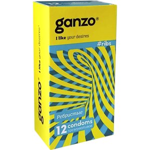 Презервативы GANZO RIBS №12 (анатомические ребристые с согревающей смазкой)