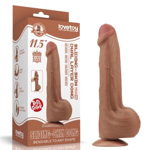 Реалистичный фаллоимитатор двухслойный King Sized Sliding Skin (29*5,4 см.) коричневый цвет