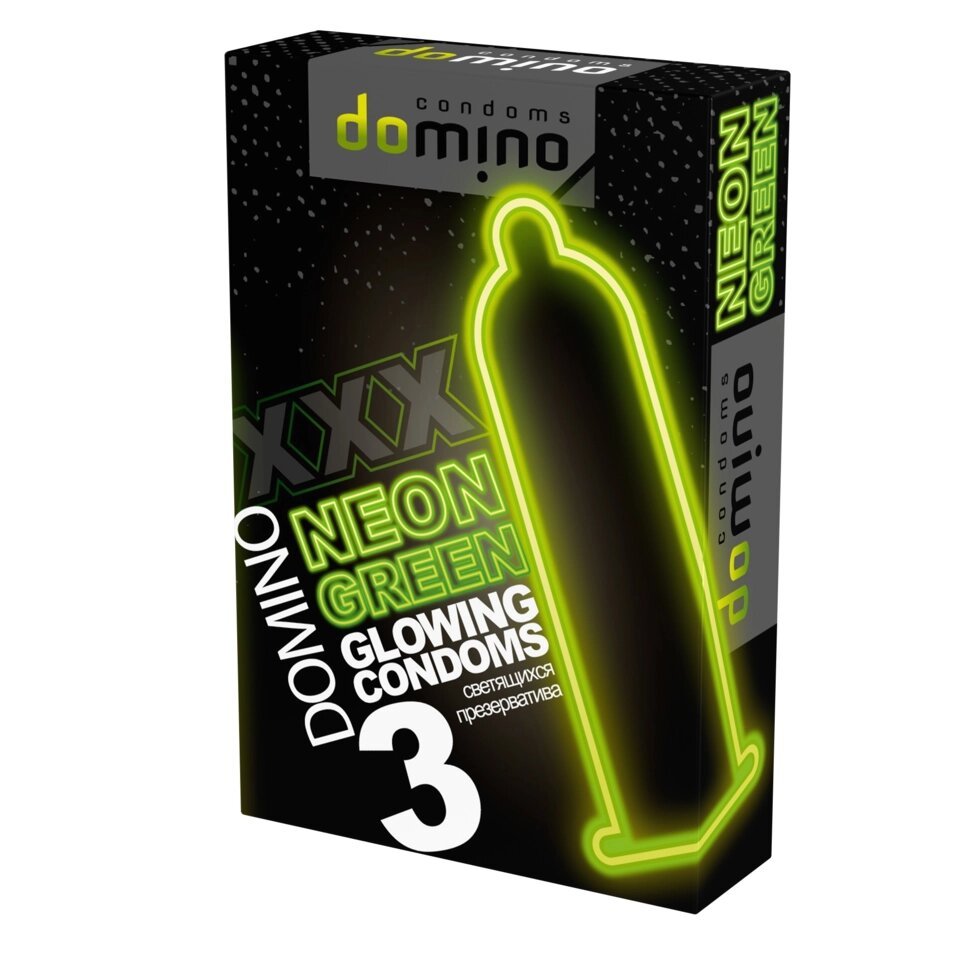 Презервативы DOMINO NEON GREEN светящиеся (3 шт.) от компании Оптовая компания "Sex Opt" - фото 1