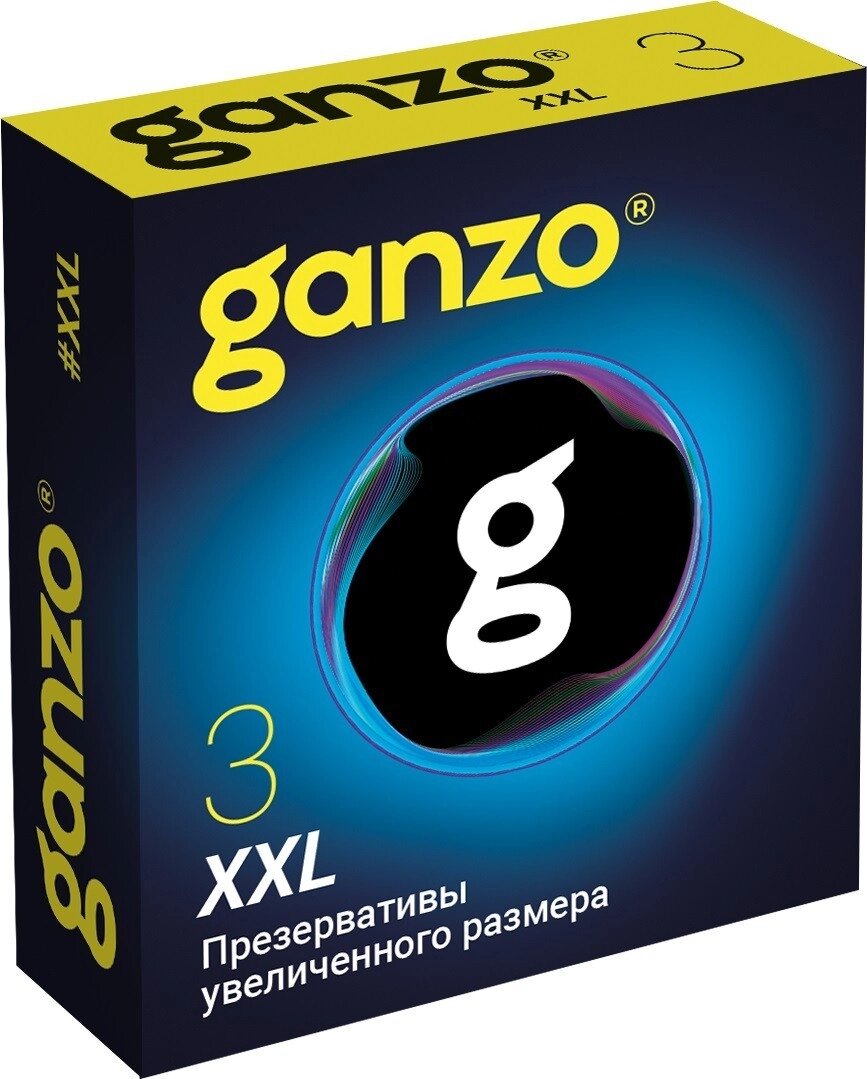 Презервативы GANZO XXL увеличенного размера Black edition 3шт. от компании Оптовая компания "Sex Opt" - фото 1