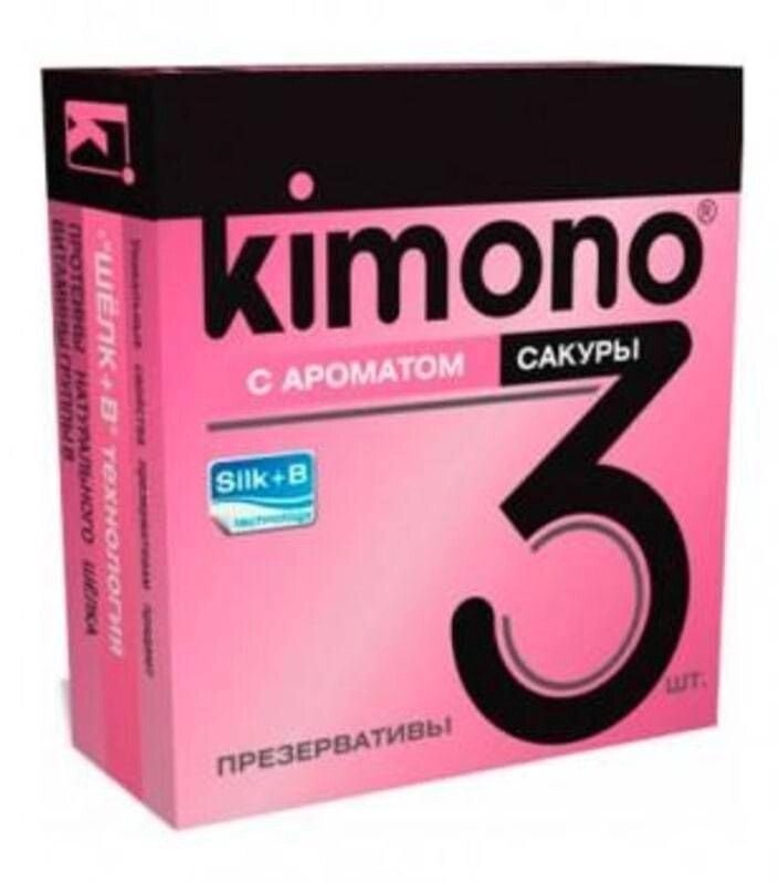 ПРЕЗЕРВАТИВЫ KIMONO (с ароматом сакуры) 3 шт. от компании Оптовая компания "Sex Opt" - фото 1
