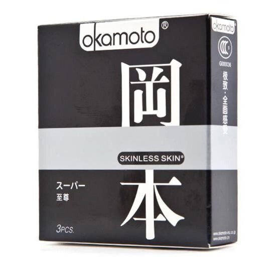 ПРЕЗЕРВАТИВЫ "OKAMOTO SKINLESS SKIN" SUPER №3 (микс: классические,с двойной смазкой и ароматом ванил от компании Оптовая компания "Sex Opt" - фото 1