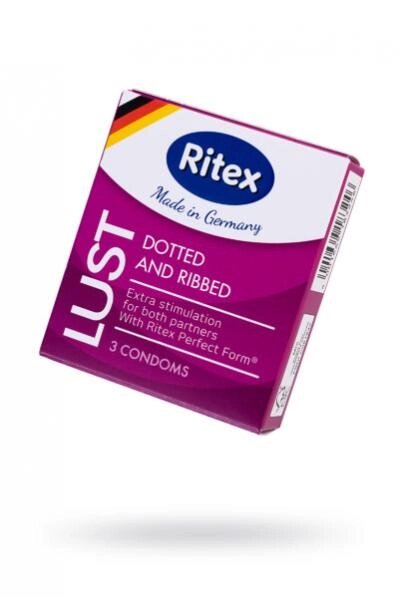 Презервативы Ritex LUST №3 рифленые с пупырышками (латекс, 19 см) от компании Оптовая компания "Sex Opt" - фото 1
