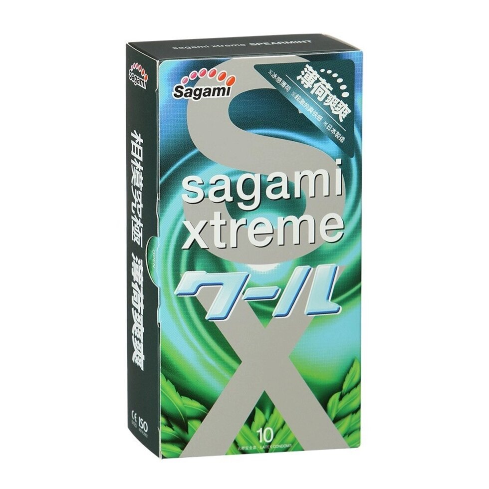 Презервативы Sagami Xtreme Mint 10шт. латексные со вкусом мяты от компании Оптовая компания "Sex Opt" - фото 1