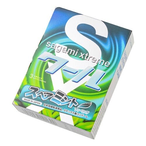 Презервативы SAGAMI Xtreme Mint 3 шт. (латексные со вкусом мяты) от компании Оптовая компания "Sex Opt" - фото 1