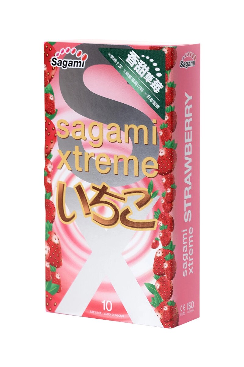 Презервативы Sagami xtreme strawberry 10 шт. от компании Оптовая компания "Sex Opt" - фото 1