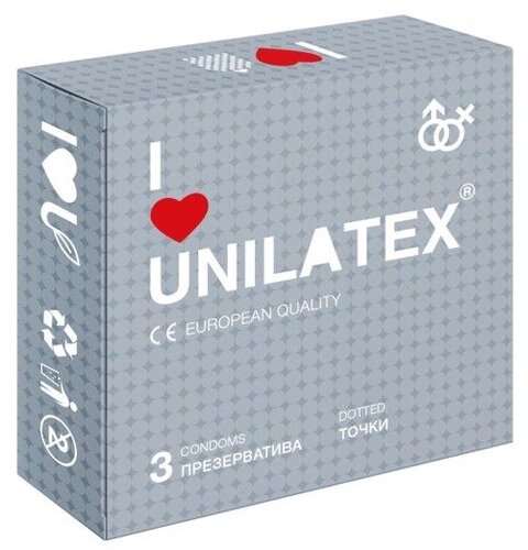 Презервативы Unilatex Dotted/точечные, 3 шт. от компании Оптовая компания "Sex Opt" - фото 1