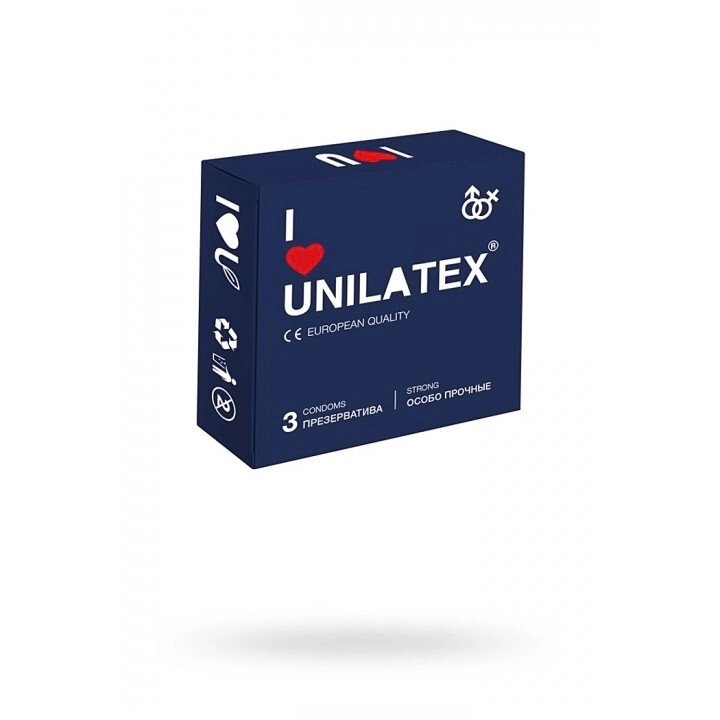 ПРЕЗЕРВАТИВЫ UNILATEX "EXTRA STRONG" особо прочные, 3 шт. от компании Оптовая компания "Sex Opt" - фото 1