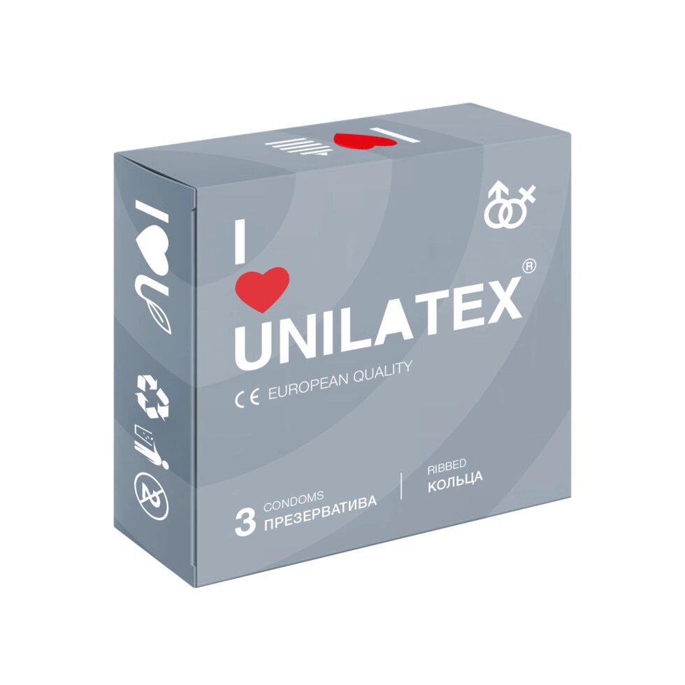 Презервативы Unilatex Ribbed/ребристые, 3 шт. от компании Оптовая компания "Sex Opt" - фото 1