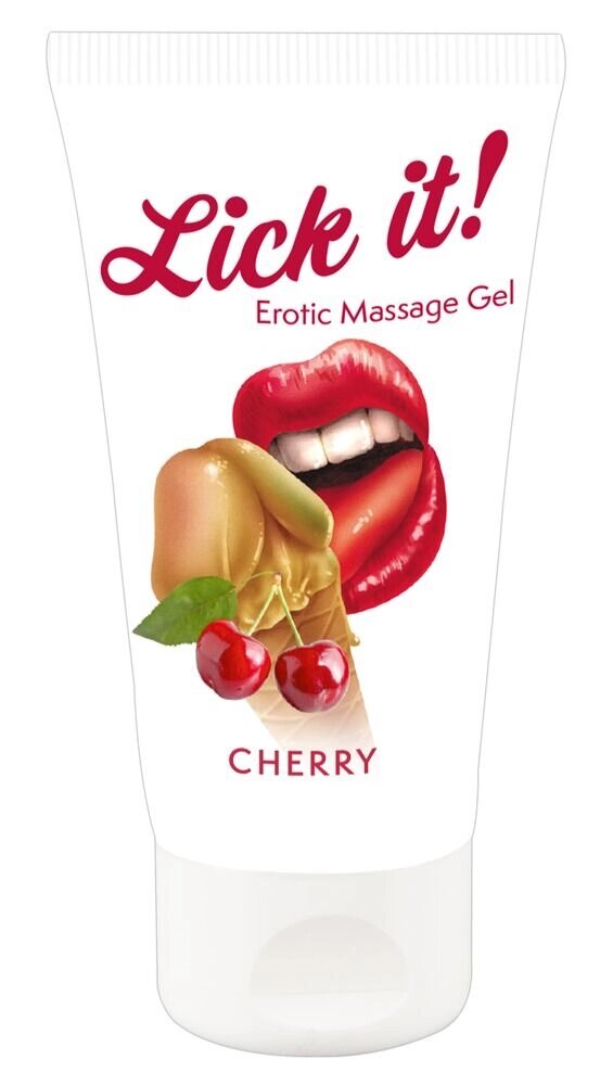 Съедобный массажный гель Lick it! со вкусом вишни 50 мл. от компании Оптовая компания "Sex Opt" - фото 1