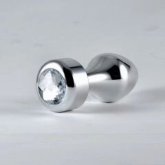 Серебряная анальная пробка с кристаллом от компании Оптовая компания "Sex Opt" - фото 1