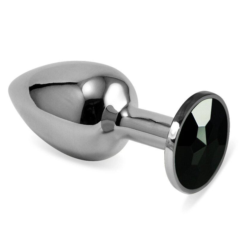Серебряная пробка с кристаллом (черный) от компании Оптовая компания "Sex Opt" - фото 1