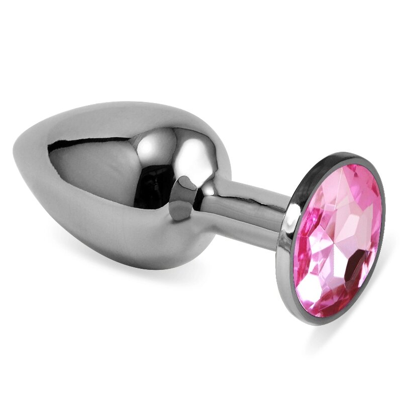 Серебряная пробка с кристаллом (розовый) от компании Оптовая компания "Sex Opt" - фото 1