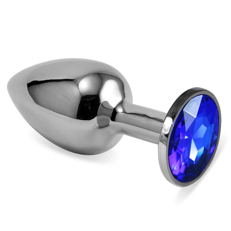 Серебряная пробка с кристаллом (синий) от компании Оптовая компания "Sex Opt" - фото 1