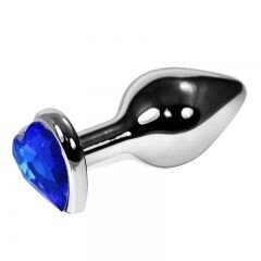 Серебряная  пробка с кристаллом в виде сердца(синий) от компании Оптовая компания "Sex Opt" - фото 1