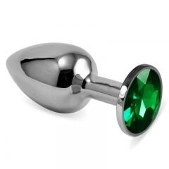 Серебряная пробка с кристаллом(зелёный) от компании Оптовая компания "Sex Opt" - фото 1