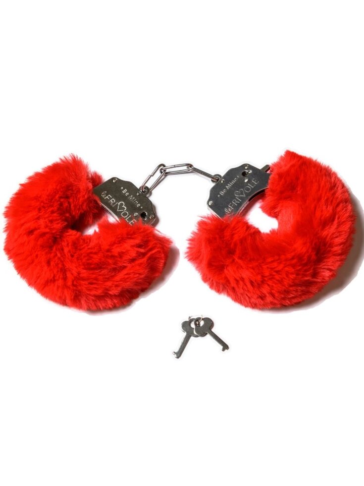 Шикарные наручники с пушистым красным мехом (Be Mine) от компании Оптовая компания "Sex Opt" - фото 1