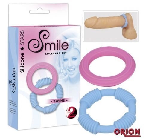 SMILE Кольцо для пениса 2шт. голубое и розовое от компании Оптовая компания "Sex Opt" - фото 1