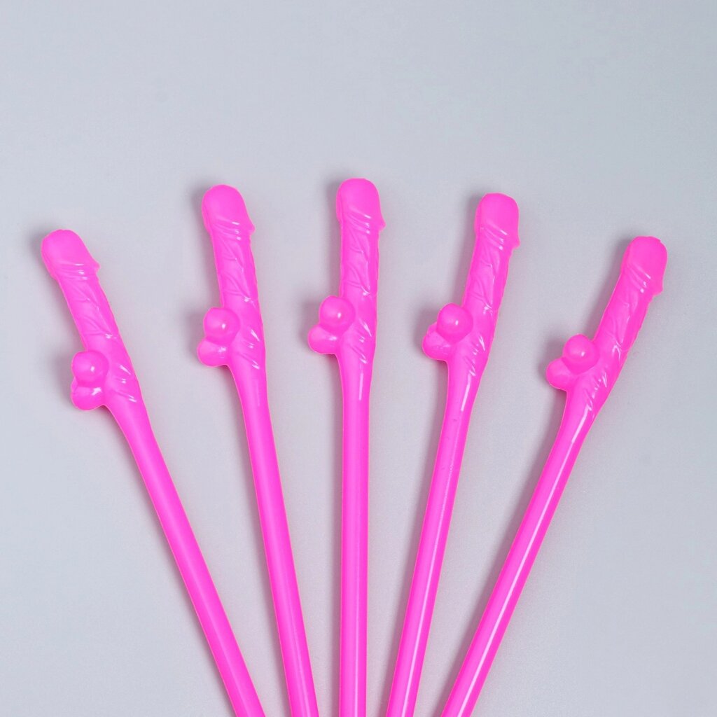 Трубочки коктейльные "18+" розовые 5 шт. от компании Оптовая компания "Sex Opt" - фото 1