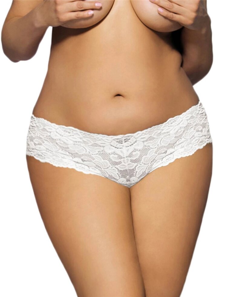 Трусики-шортики кружевные белые (XL-2XL) от компании Оптовая компания "Sex Opt" - фото 1