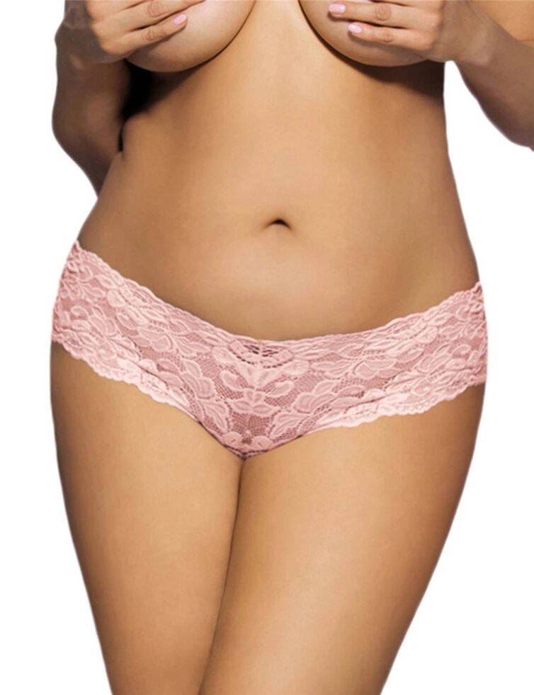 Трусики-шортики кружевные розовые (XL-2XL) от компании Оптовая компания "Sex Opt" - фото 1