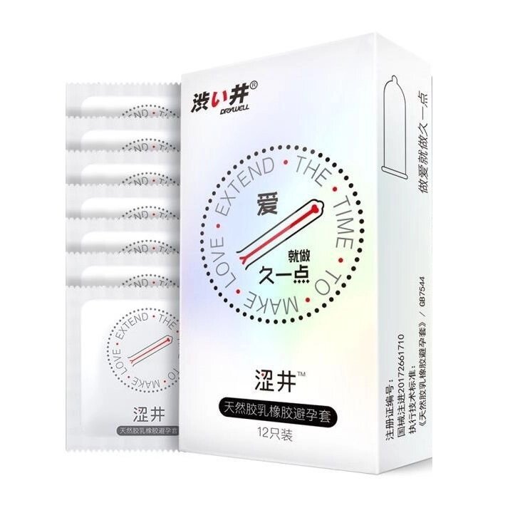 Ультратонкие презервативы с эффектом продления DryWell 0,03 мм., латекс, 12 шт. от компании Оптовая компания "Sex Opt" - фото 1