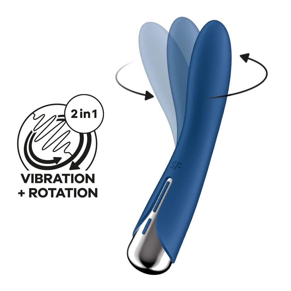 Вибратор с функцией вращения Satisfyer Spinning Vibe 1 синий от компании Оптовая компания "Sex Opt" - фото 1