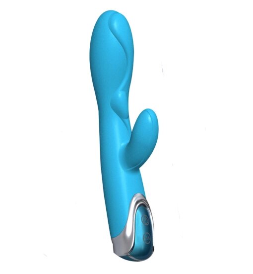 Вибратор с клиторальным стимулятором  Enchanted Bunny голубой от компании Оптовая компания "Sex Opt" - фото 1
