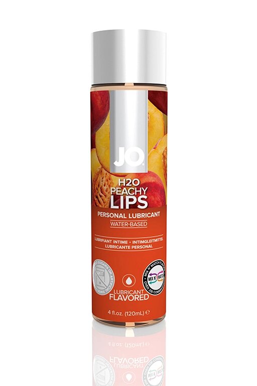 Вкусовой лубрикант "Сочный персик" / JO Flavored Peachy Lips 4 oz - 120 мл. от компании Оптовая компания "Sex Opt" - фото 1