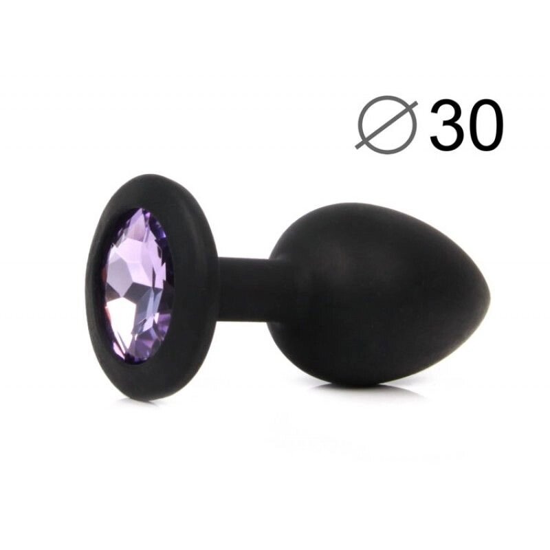 ВТУЛКА АНАЛЬНАЯ, L 72 мм D 30 мм, чёрная, цвет кристалла светло-фиолетовый, силикон от компании Оптовая компания "Sex Opt" - фото 1