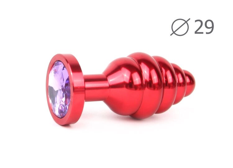 Втулка анальная RED PLUG SMALL красная, фиолетовый кристалл от компании Оптовая компания "Sex Opt" - фото 1