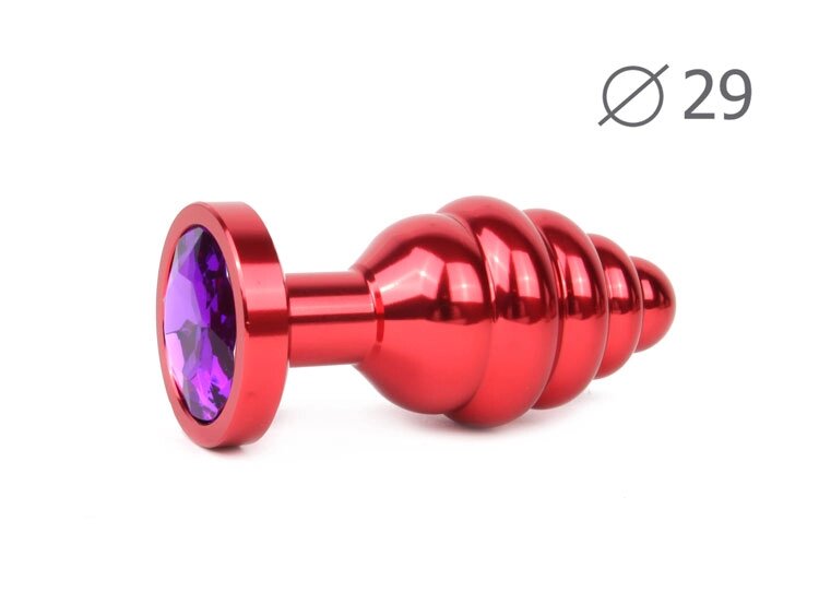 Втулка анальная RED PLUG SMALL красная, фиолетовый кристалл от компании Оптовая компания "Sex Opt" - фото 1