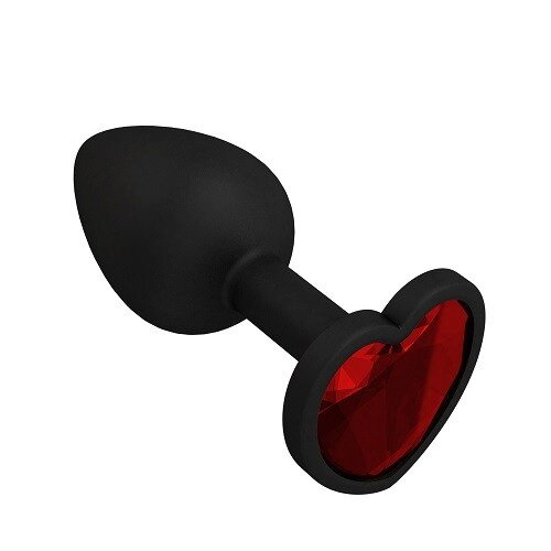 Втулка силиконовая черная с красным кристаллом от компании Оптовая компания "Sex Opt" - фото 1