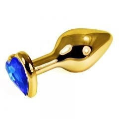 Золотая пробка с синим кристаллом в форме сердца от компании Оптовая компания "Sex Opt" - фото 1