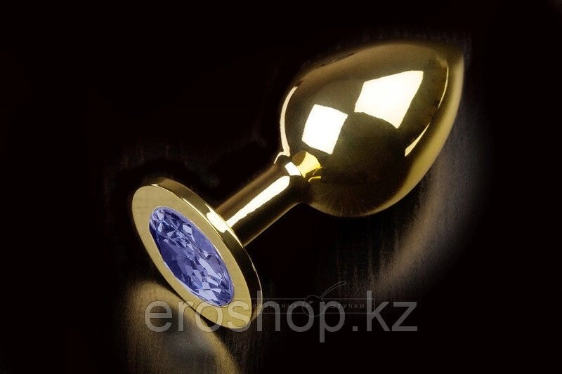 Золотистая анальная пробка с кристаллом, большая от компании Оптовая компания "Sex Opt" - фото 1