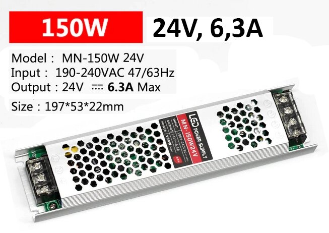 Блок питания MN-150W, 24V 6.3A от компании ИП "Абдрасил" - фото 1