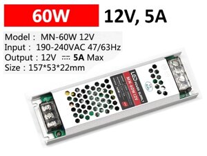 Блок питания MN-60W, 12V 5а 60W