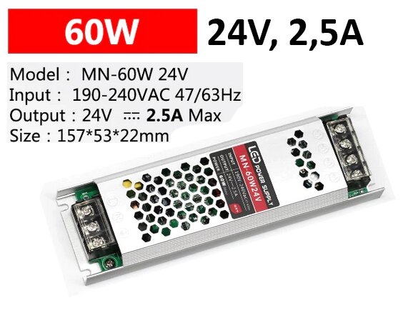 Блок питания MN-60W, 24V 2.5A от компании ИП "Абдрасил" - фото 1