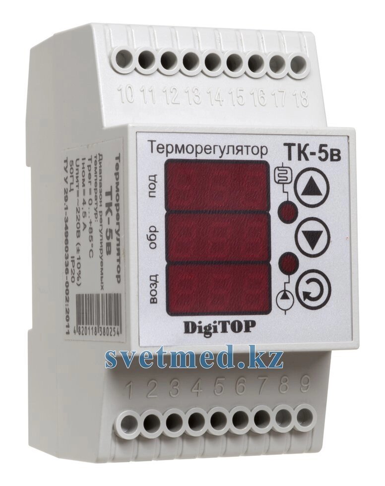 Терморегулятор ТК-5в (0… +85°C, 2х6А) от компании ИП "Томирис" - фото 1